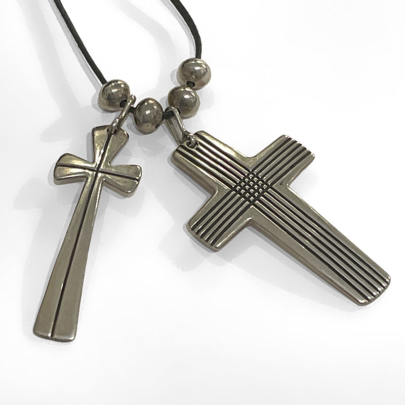 Double Cross Necklace by Cippy CrazyHorse #1158 – Crane and Crow