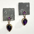 Sterling Silver, 14k and Amethyst Earrings by Lee Phillips #1092-406
