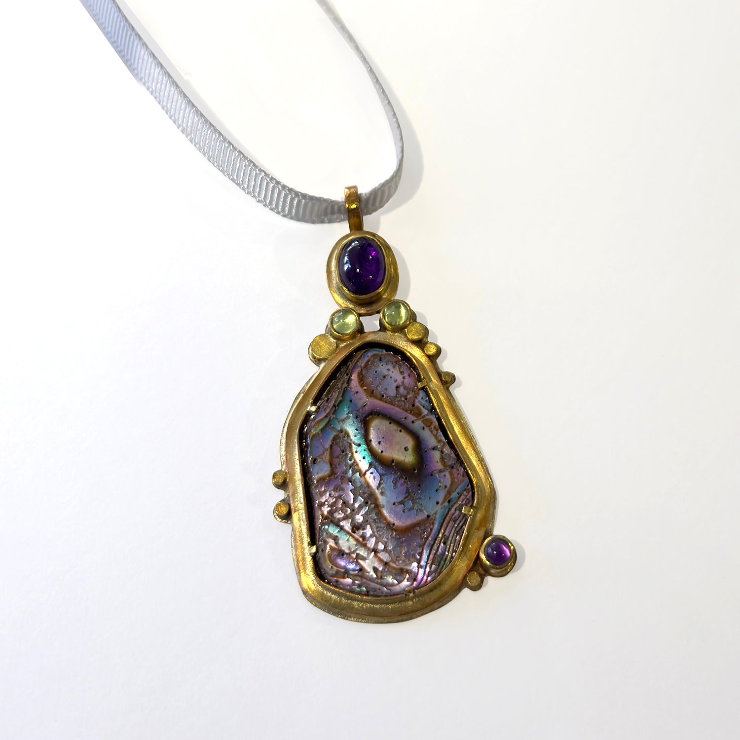 Abalone, Amethyst and Peridot Pendant by Lee Phillips #418-1168