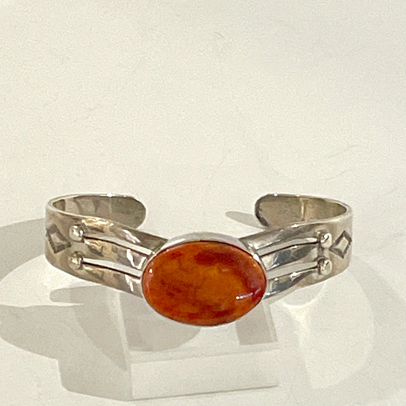 Apple Coral and Sterling Cuff #1169