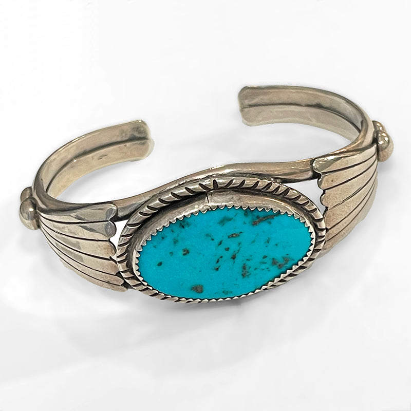 Turquoise and Sterling Silver Cuff by Bah Hayes #1222