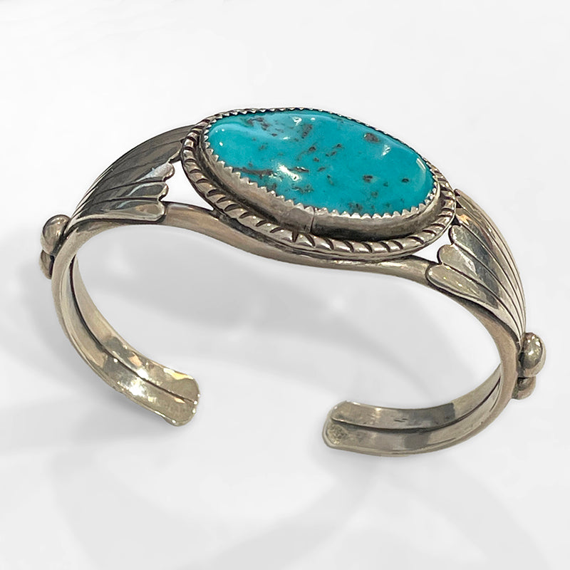 Turquoise and Sterling Silver Cuff by Bah Hayes #1222
