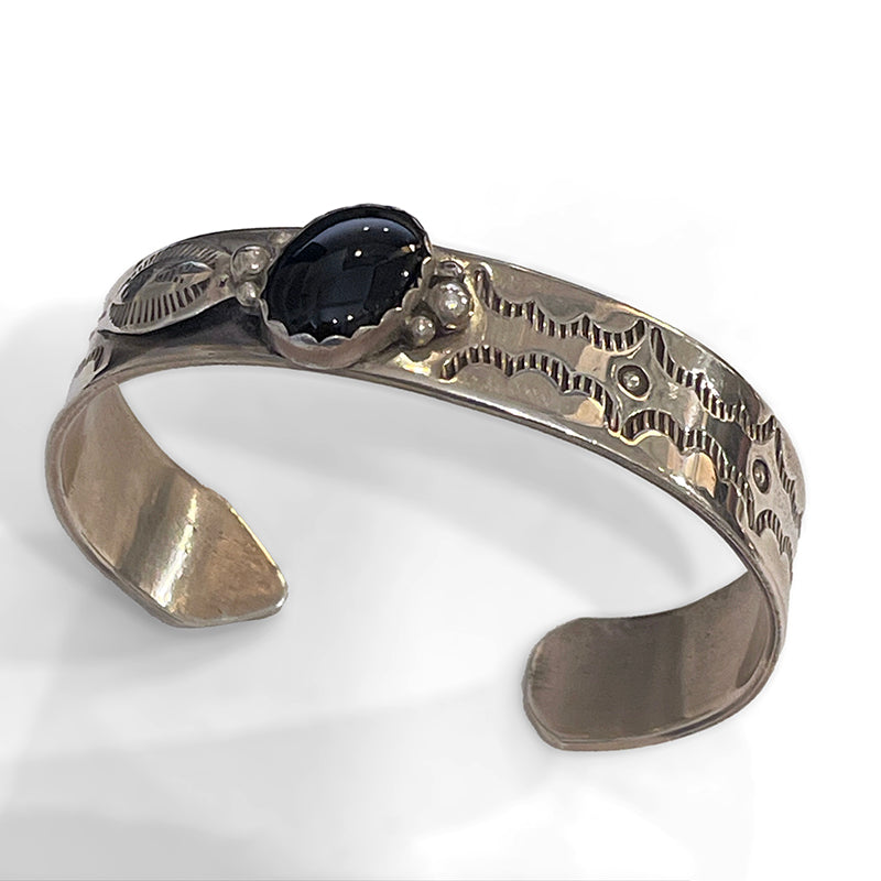 Black Onyx and Sterling Cuff #1224