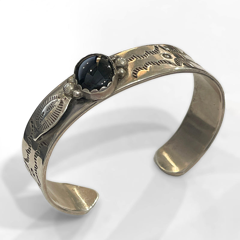 Black Onyx and Sterling Cuff #1224