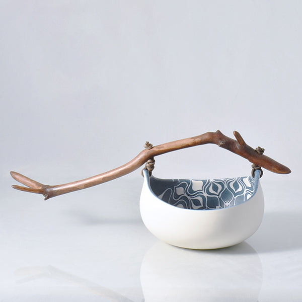 Porcelain Basket with Wooden Handle by Eri Sugimoto #1235