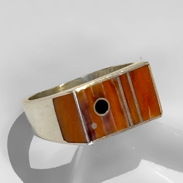 Spiny Oyster Inlay Ring by Veronica Benally #1292