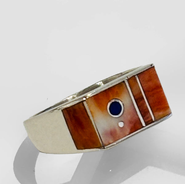 Spiny Oyster Inlay Ring by Veronica Benally #1293