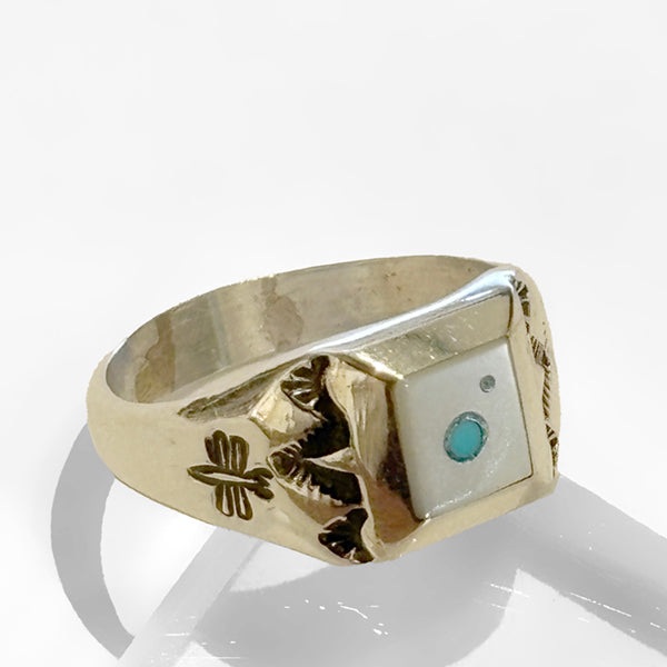Mother of Pearl Inlay Ring by Veronica Benally #1295