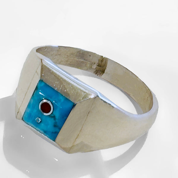 Turquoise Inlay Ring by Veronica Benally #1296