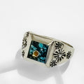 Turquoise Inlay Ring by Veronica Benally #1298