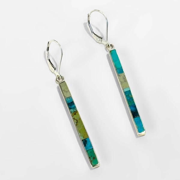Turquoise Inlay "Stick" Earrings by Veronica Benally #1304