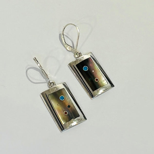 Mother of Pearl Inlay Earrings by Veronica Benally #1306