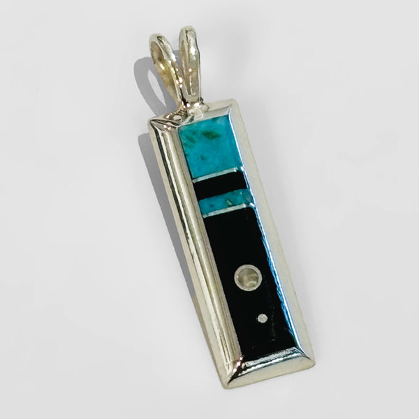 Turquoise and Jet Pendant by Veronica Benally #1312