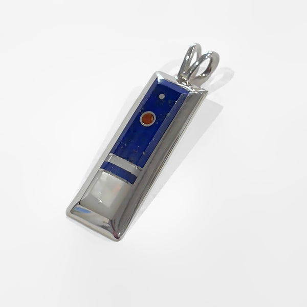 Lapis and Mother-of Pearl-Inlay Pendant by Veronica Benally #1314