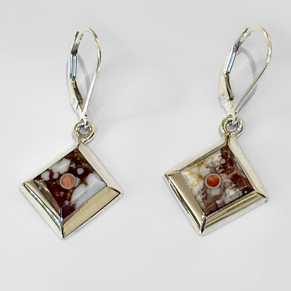 Square Crazy Horse Inlay Earrings by Veronica Benally #1316