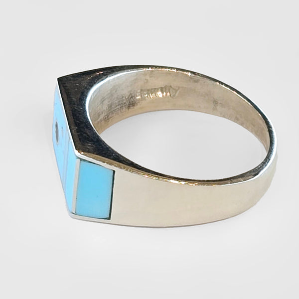 Turquoise Inlay Ring by Veronica Benally #1324