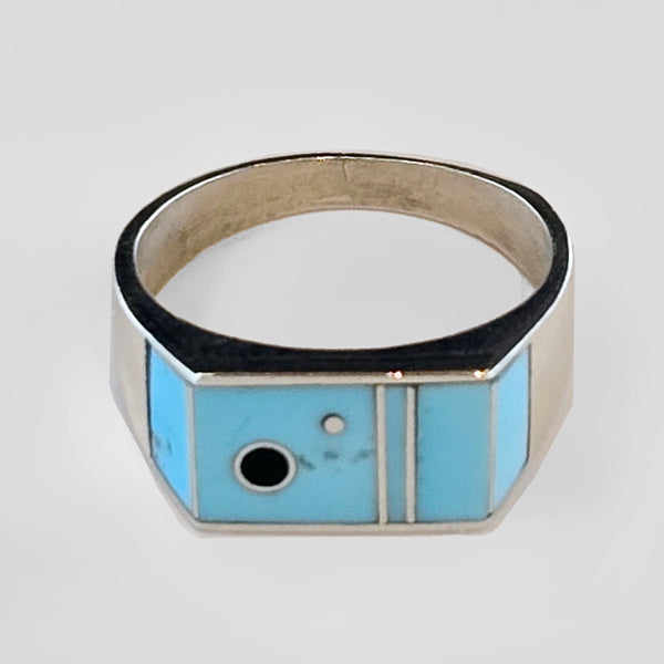 Turquoise Inlay Ring by Veronica Benally #1324