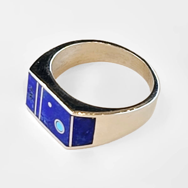 Lapis Inlay Ring by Veronica Benally #1325
