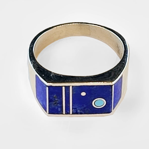 Lapis Inlay Ring by Veronica Benally #1325