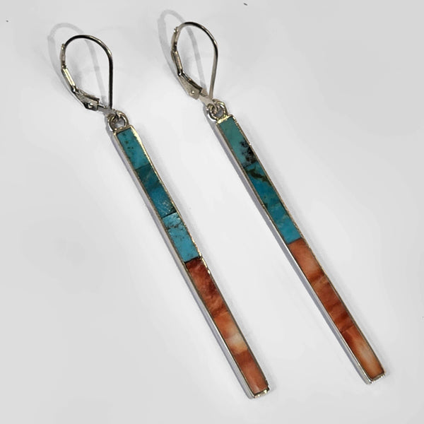 Turquoise Inlay "Stick" Earrings by Veronica Benally #1334