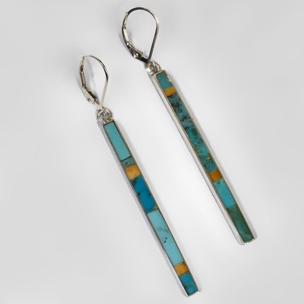 Turquoise Inlay "Stick" Earrings by Veronica Benally #1336