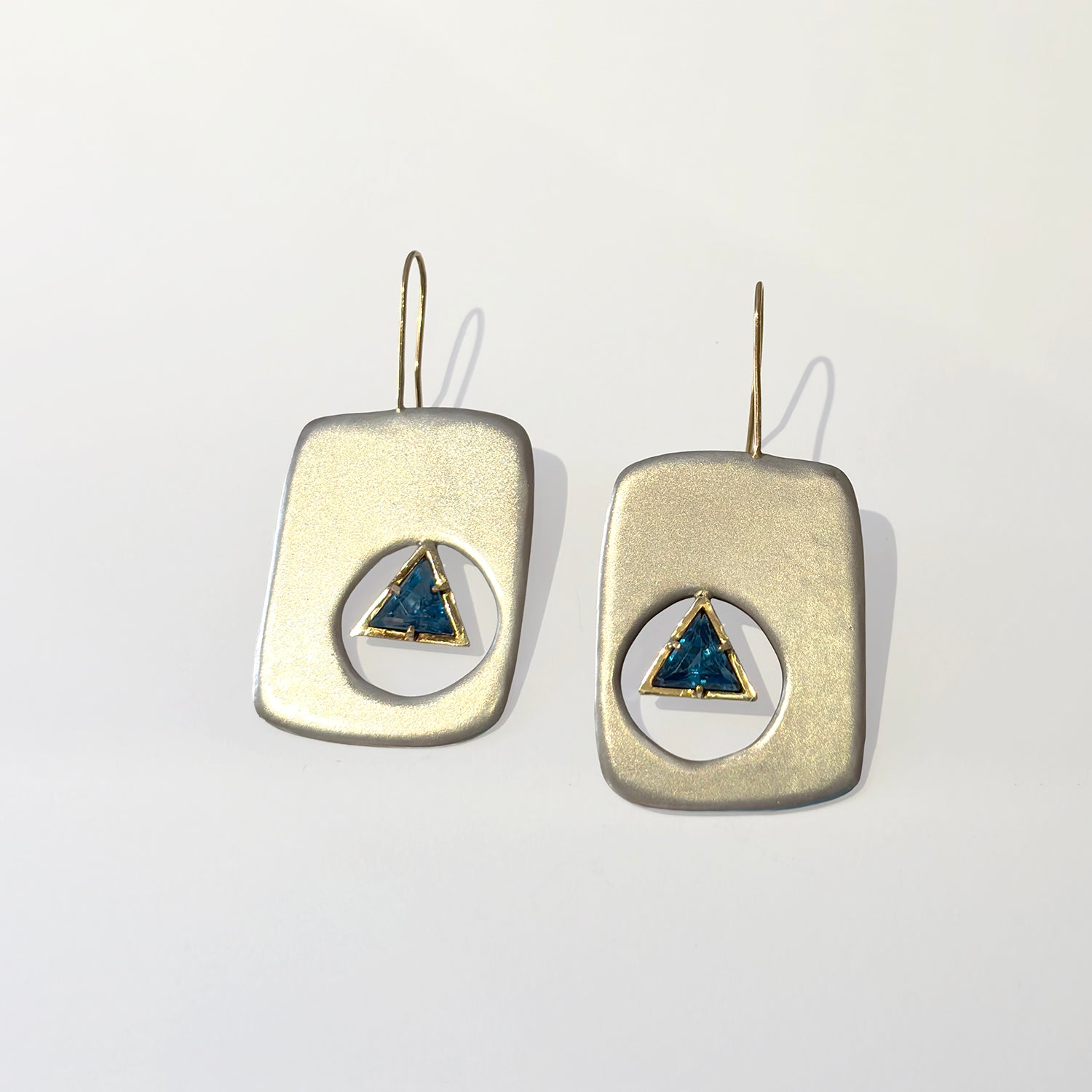 Sterling Silver, 14k and Blue Topaz Earrings by Lee Phillips #138-989