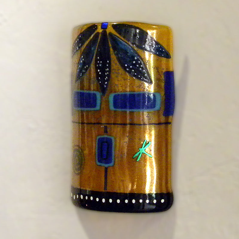 Navajo Yeii Amber Mask - Fused and Dichroic Glass by Carol Lujan #1500