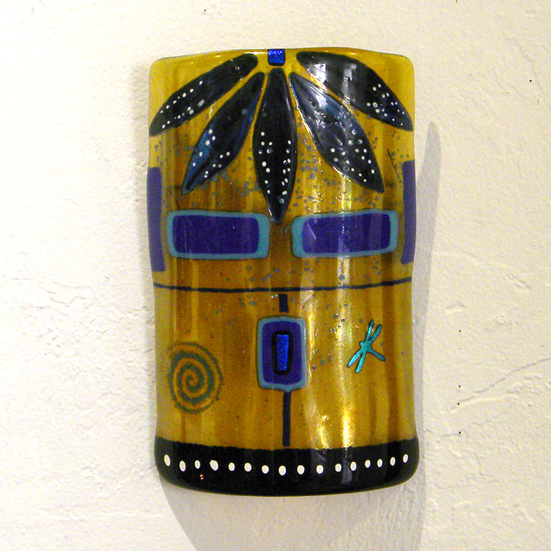 Navajo Yeii Amber Mask - Fused and Dichroic Glass by Carol Lujan #1500