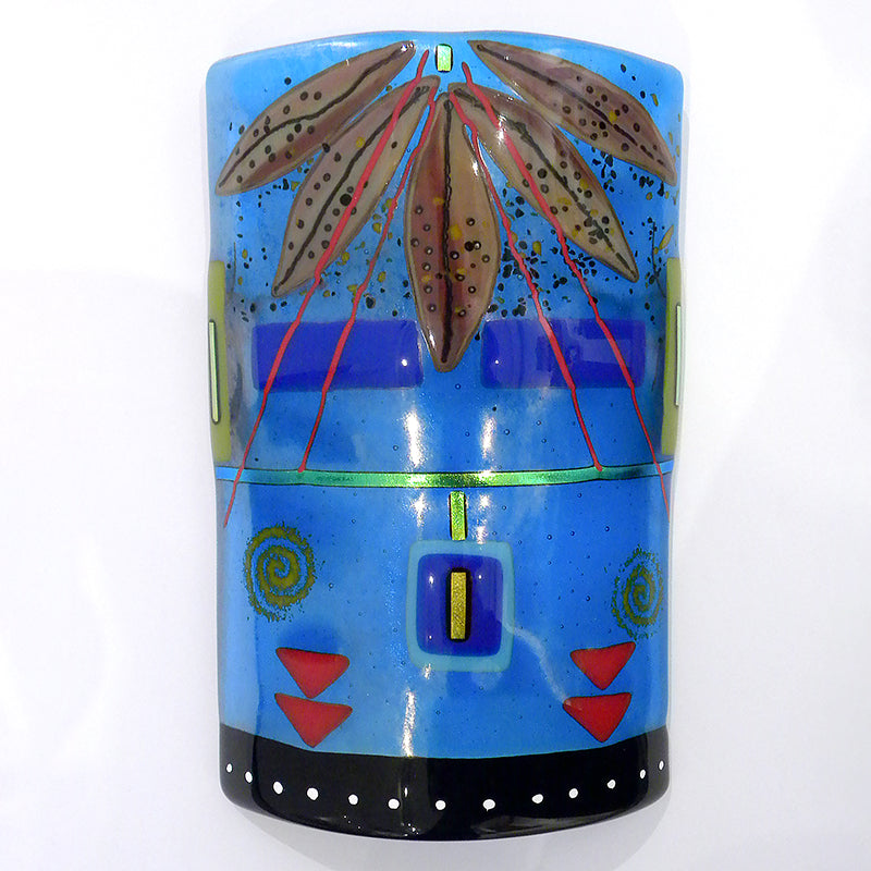 Navajo Yeii Blue Mask - Fused and Dichroic Glass by Carol Lujan #1501