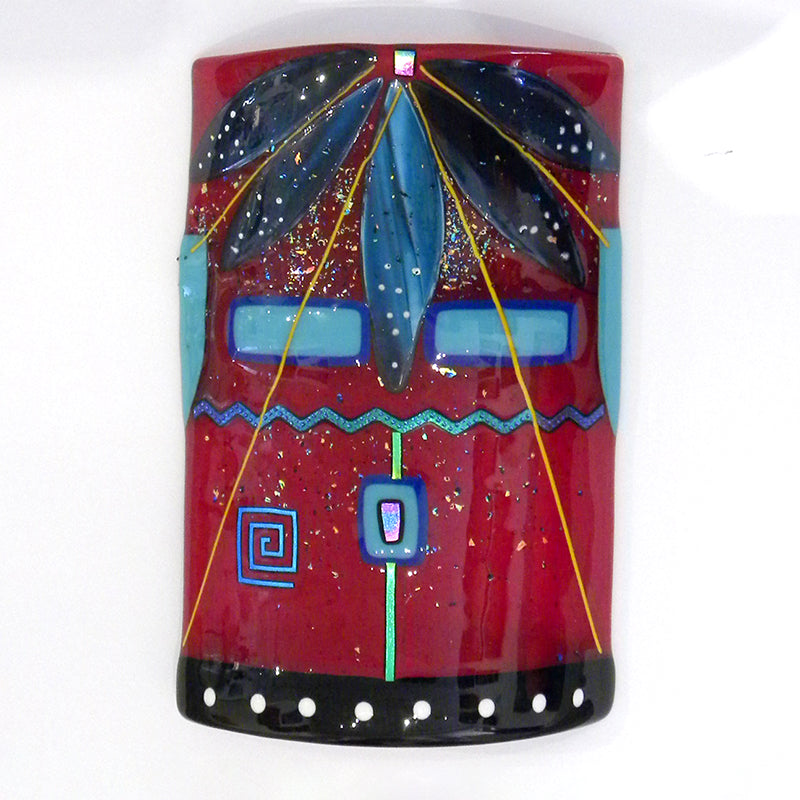 Navajo Yeii Red Mask - Fused and Dichroic Glass by Carol Lujan #1617