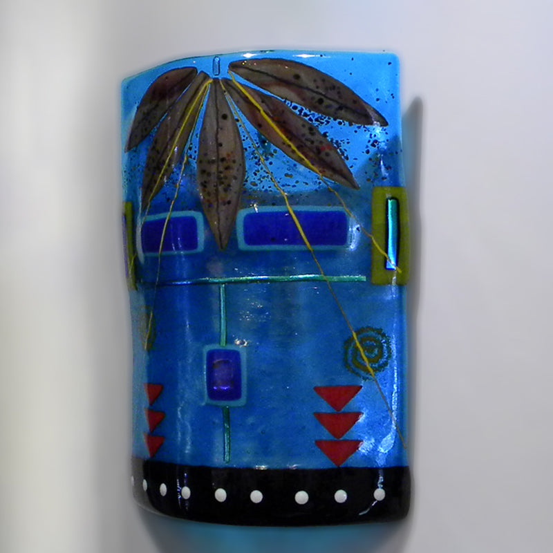 Navajo Yeii Blue Mask - Fused and Dichroic Glass by Carol Lujan #1618