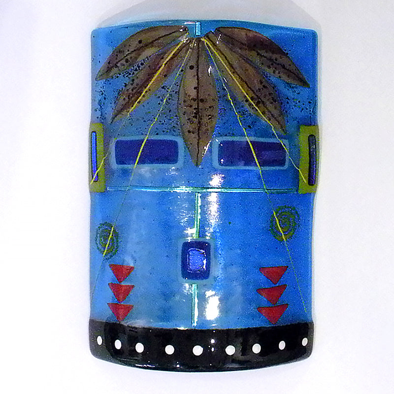 Navajo Yeii Blue Mask - Fused and Dichroic Glass by Carol Lujan #1618