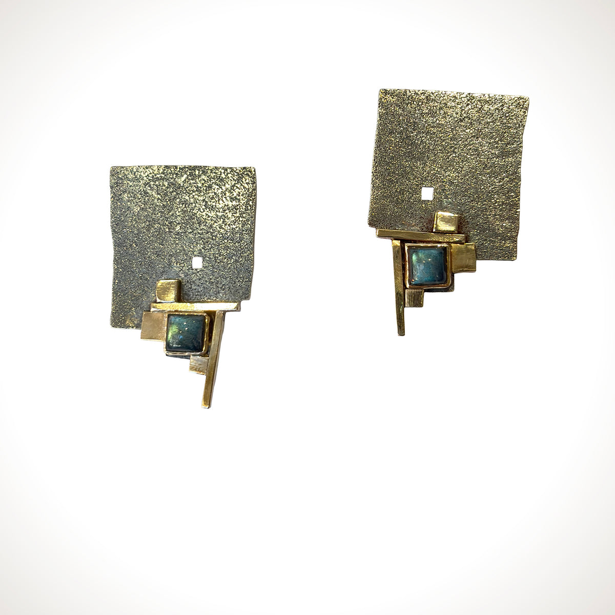 Oxidized Sterling Silver Earrings with Labradorite