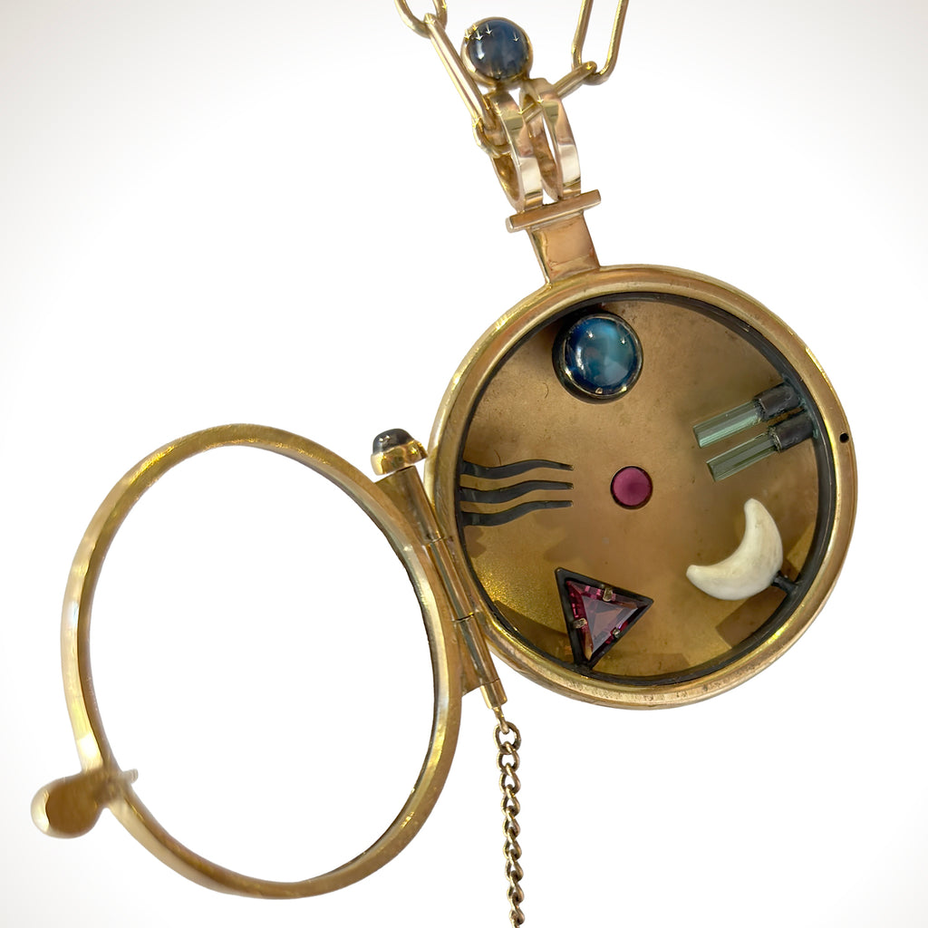 Elements and Moon 14k Gold Gemstone Locket