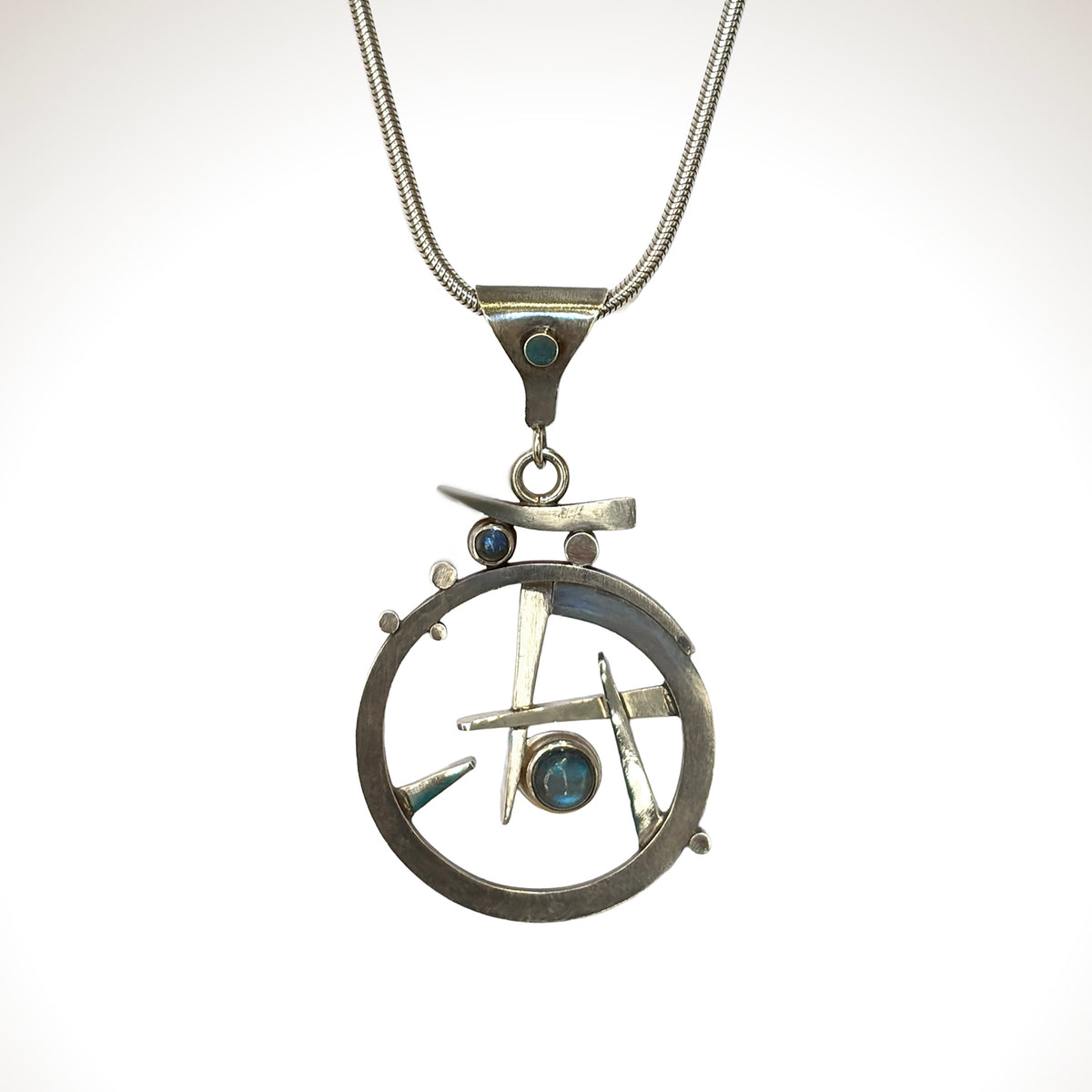Sterling Silver Modernist Pendant with Labradorite