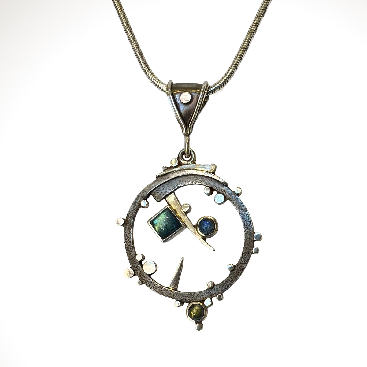 Geometric Modernist Pendant with Labradorite