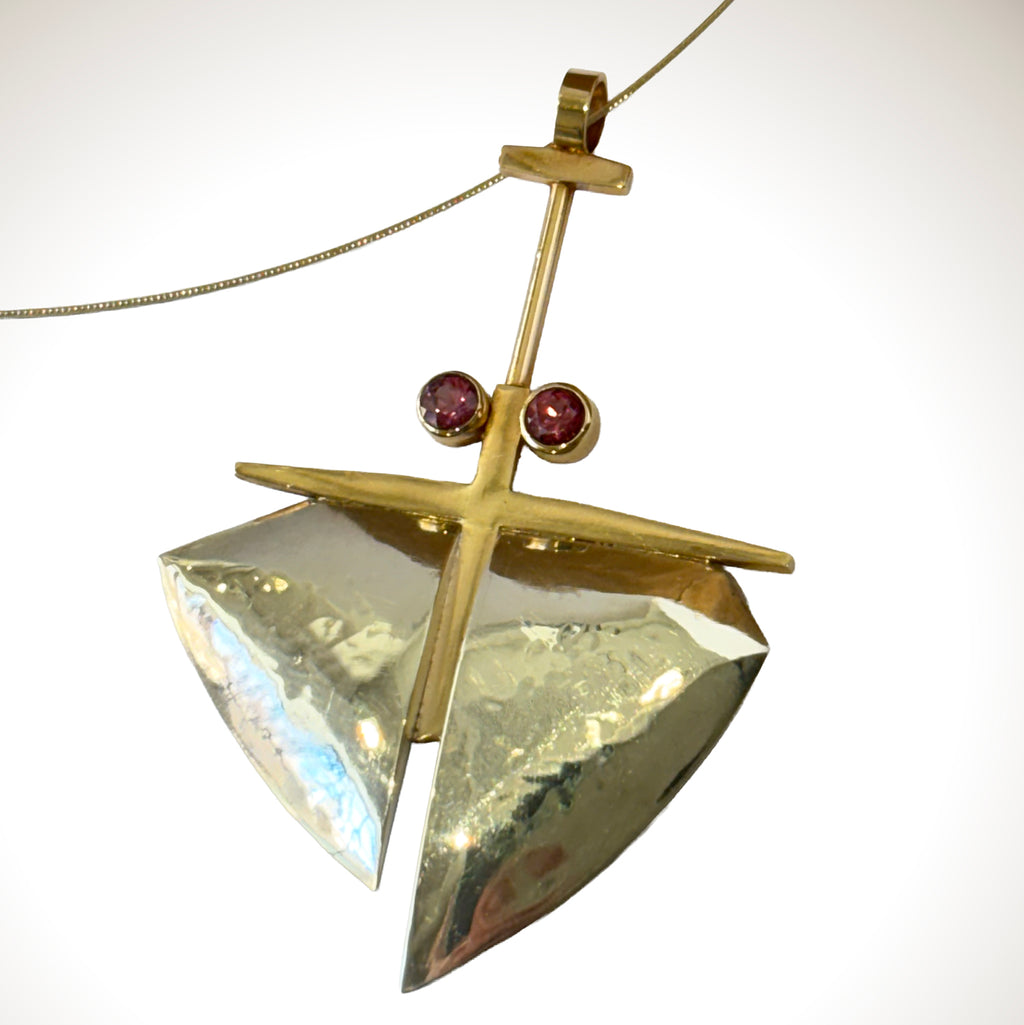 Sterling Silver Pillow Sail Earrings with Pink Tourmaline