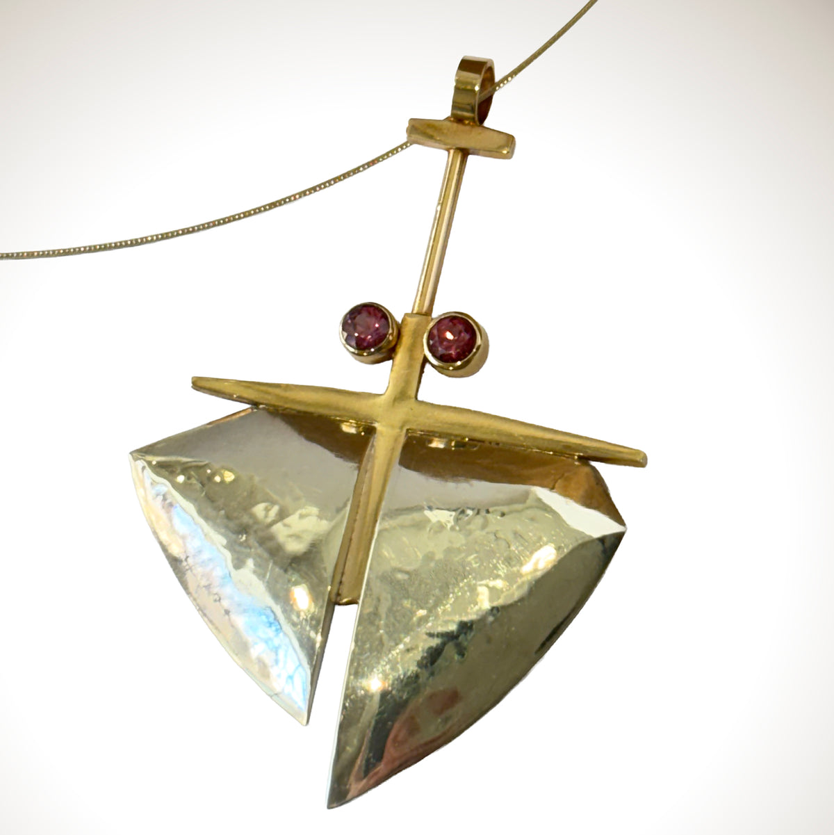 Sterling Silver Pillow Sail Earrings with Pink Tourmaline