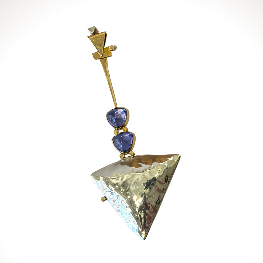 Pillow Arrowhead Pendant in Sterling Silver, 14K Gold & Iolite
