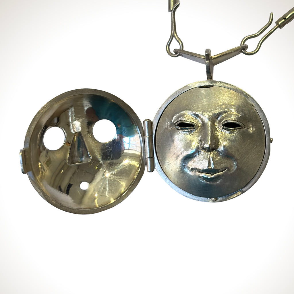 Sterling Silver Mask Locket with Removable Face