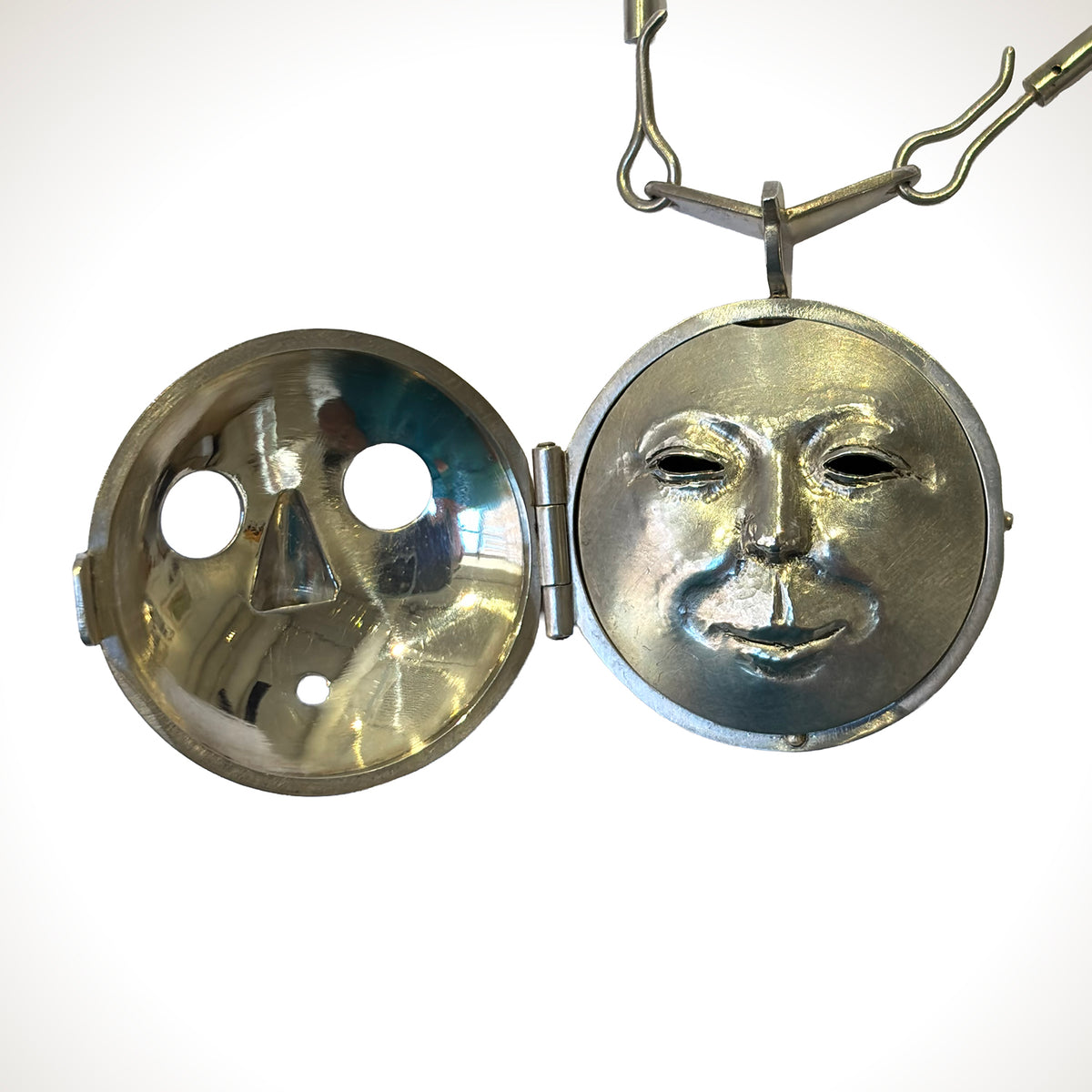Sterling Silver Mask Locket with Removable Face