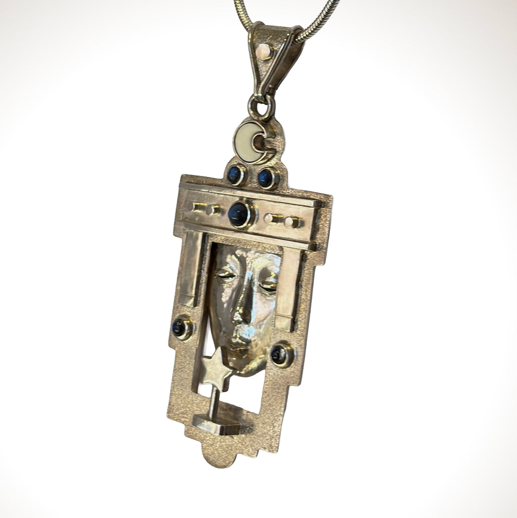 "Star Kisser" Sterling Silver & Blue Moonstone Pendant