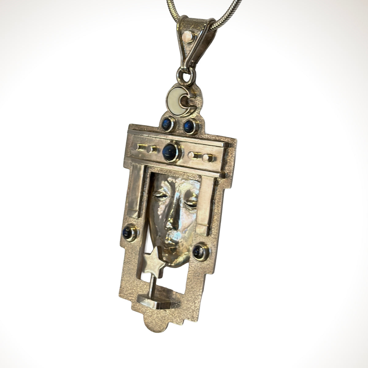 "Star Kisser" Sterling Silver & Blue Moonstone Pendant