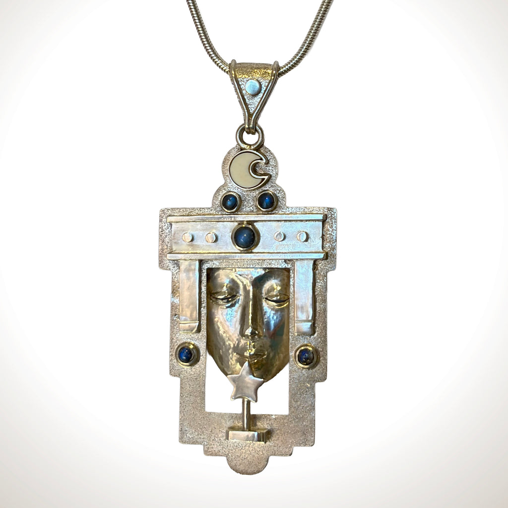 "Star Kisser" Sterling Silver & Blue Moonstone Pendant