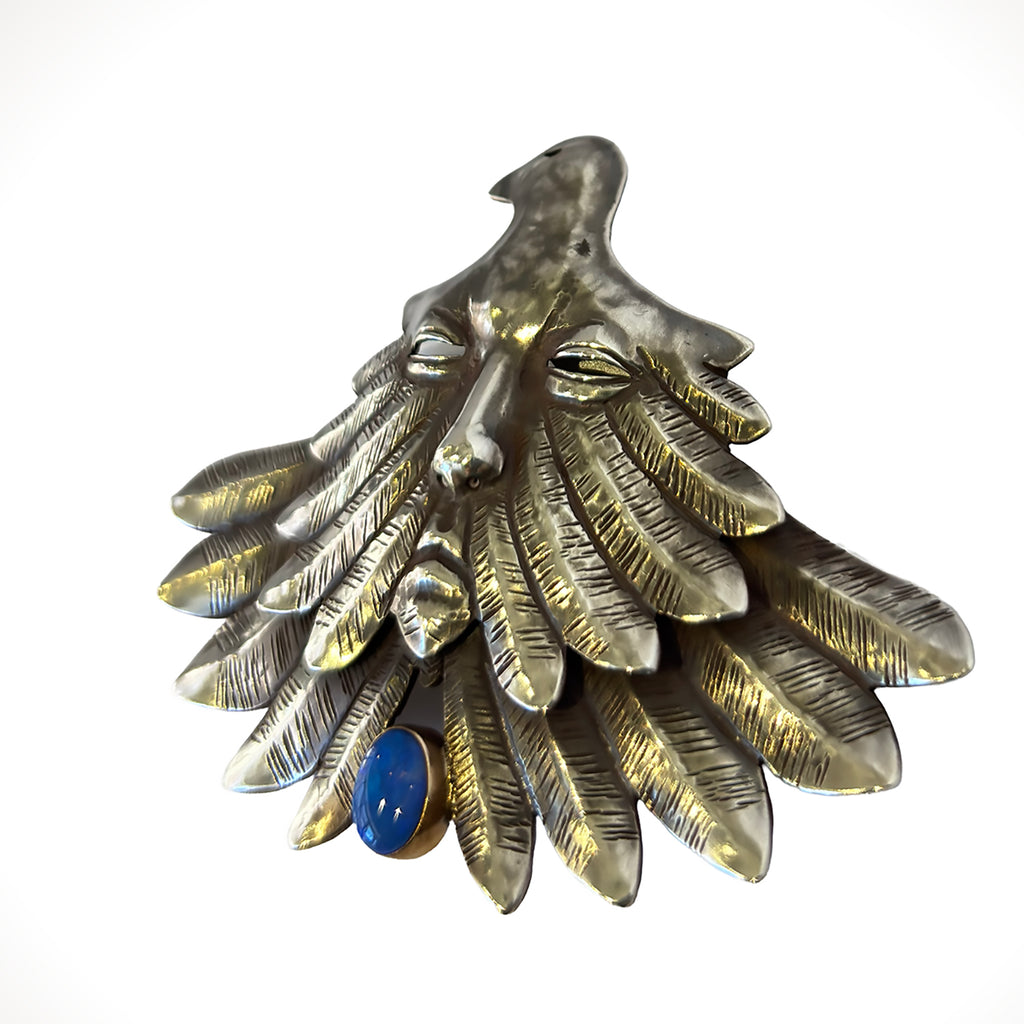 Bird & Face Sterling Silver Pin/Pendant with Australian Opal