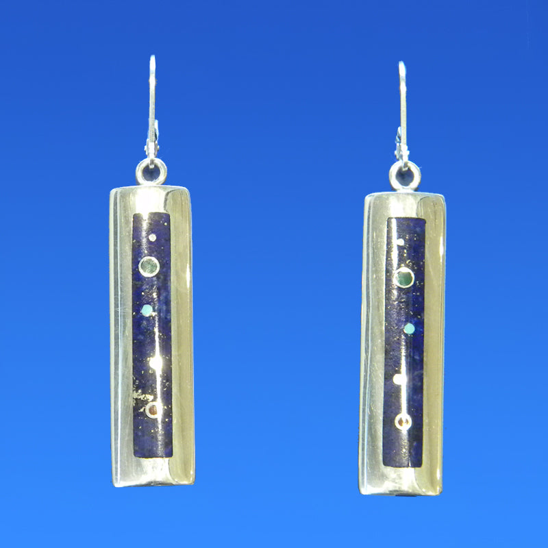 Lapis and Sterling Silver Inlay Earrings by Veronica Benally #204