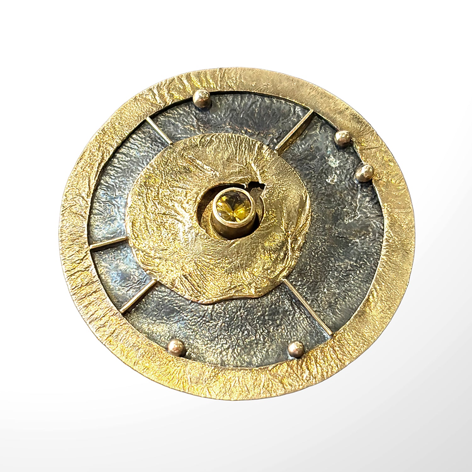 14k Gold, Sterling Silver and Citrine Pin by Lee Phillips #685-658