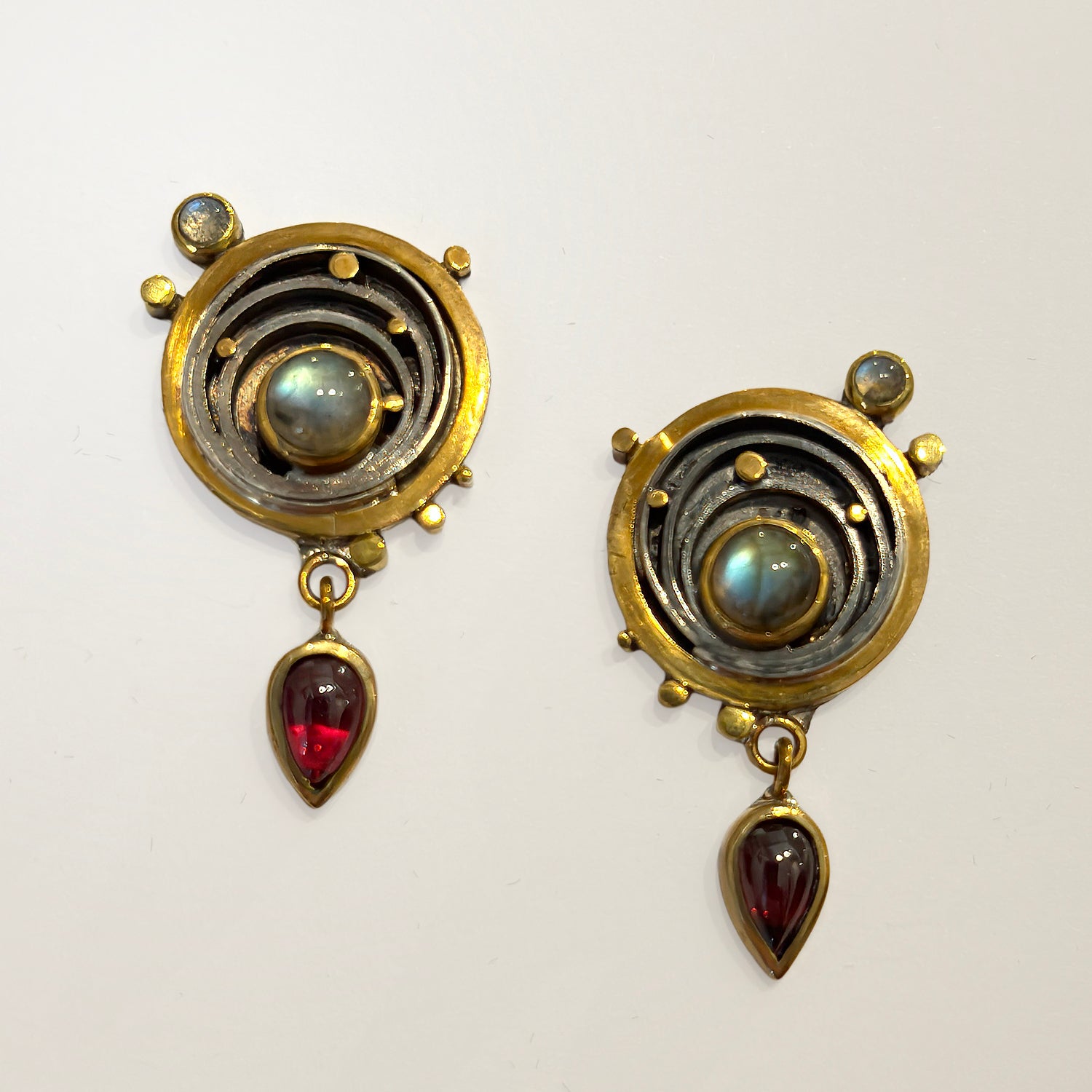 Labradorite and Garnet Earrings by Lee Phillips #412-1138