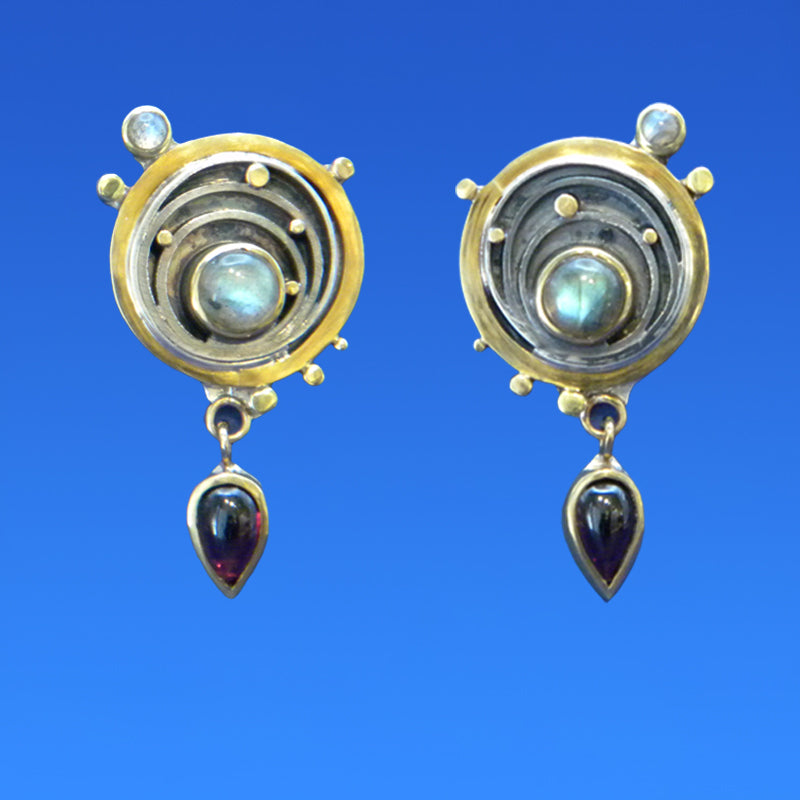 Labradorite and Garnet Earrings by Lee Phillips #412-1138