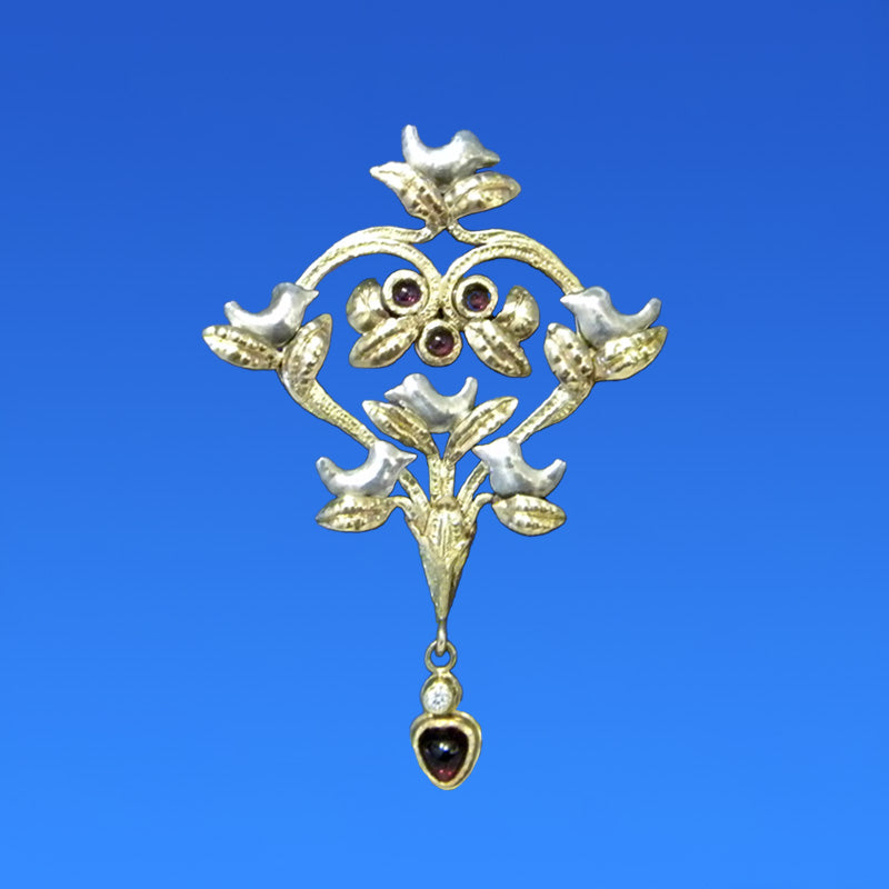 Garnet and Diamond Brooch  by Lee Phillips #471-795